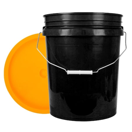 World Enterprises Bucket, 12 in H, Black and Yellow 5BLK,345YEL